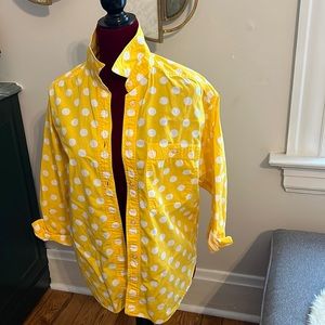 Yellow polka dot long sleeve button up shirt.  Vintage.